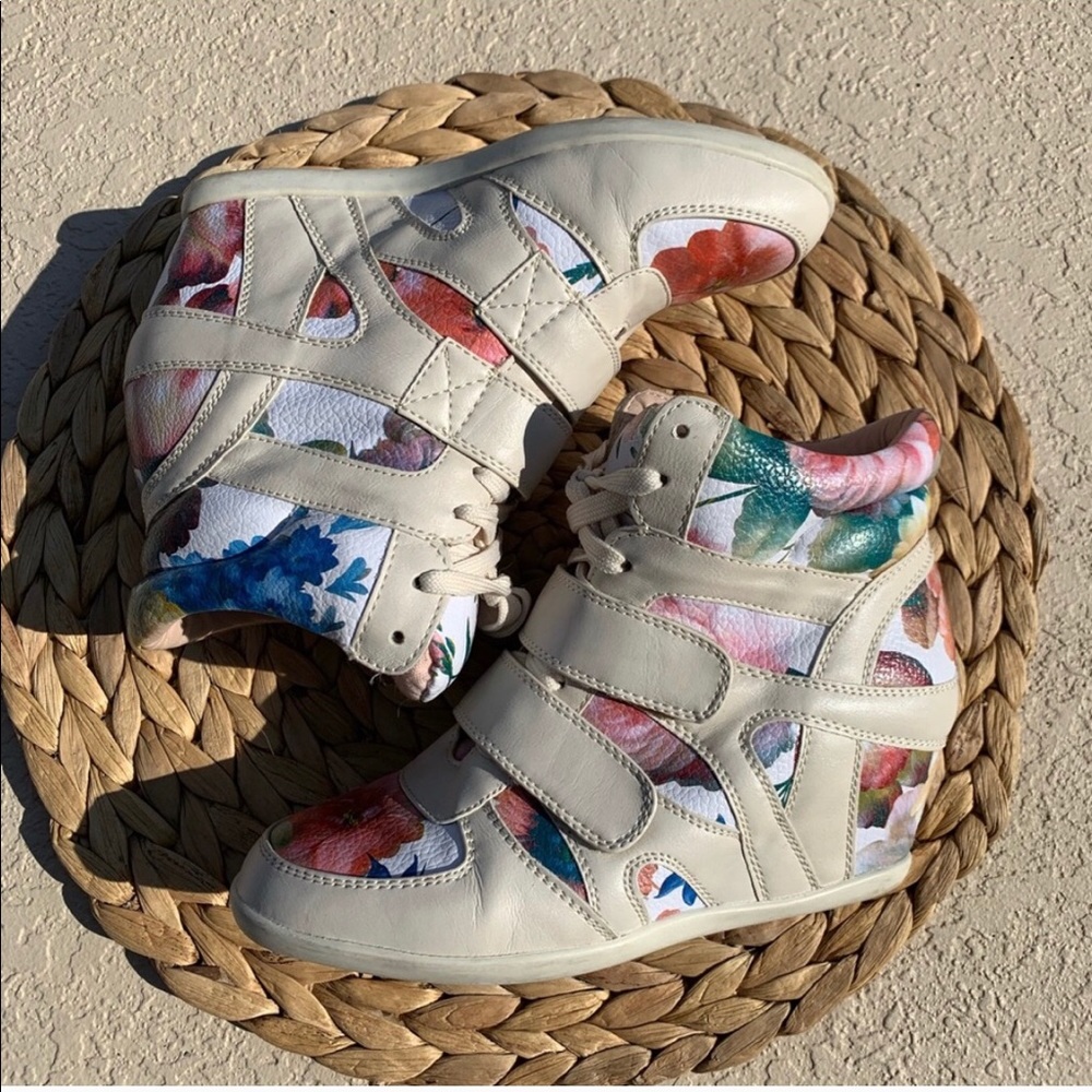 Forever 21 Floral Wedge Sneakers